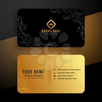 golden floral business card template design