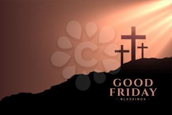 good friday background with crosses and sunlight rays
