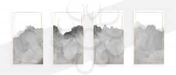 gray watercolor banners set of four