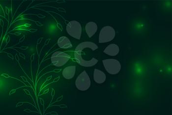 green background with floral leaves decoration