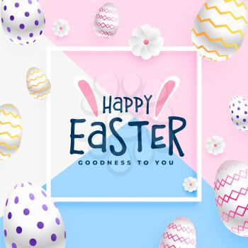 happy easter greeting card in pastel colors