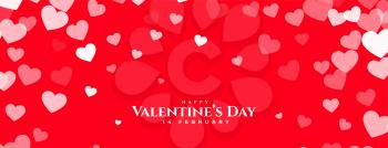 happy valentines day red banner with white hearts design