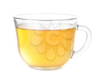 Cup of hot aromatic tea on white background�