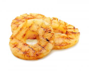 Grilled pineapple slices on white background�