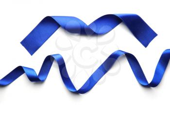Blue ribbons on white background�