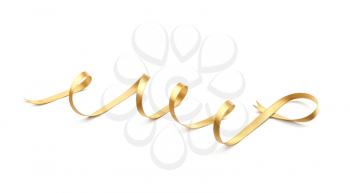 Beautiful golden ribbon on white background�
