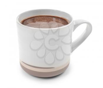 Cup of hot chocolate on white background�