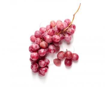 Ripe grapes on white background�