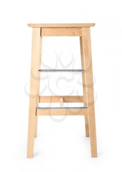 Wooden stool on white background�