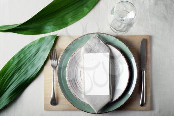 Simple table setting in restaurant�