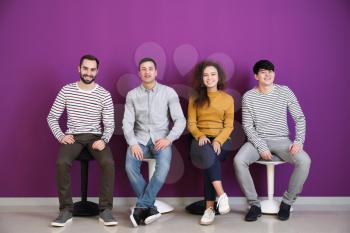 Young people waiting for job interview indoors�