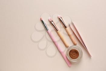 Set of tools for eyebrows correction on light background�