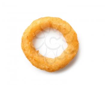 Tasty onion ring on white background�