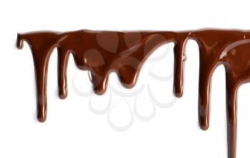 Dripping chocolate on white background�