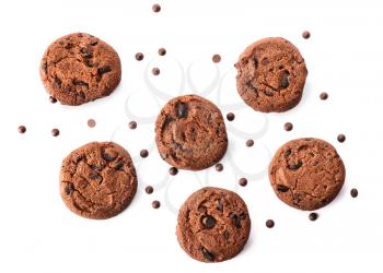 Tasty chocolate cookies on white background�