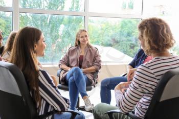 Young people at group therapy session�