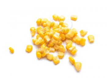 Fresh corn kernels on white background�