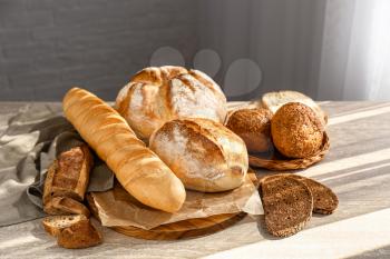 Assortment of fresh bread on table�