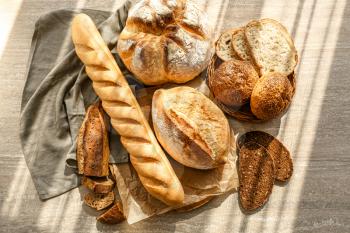 Assortment of fresh bread on table�