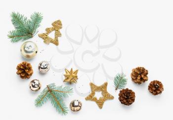 Beautiful Christmas composition on white background�