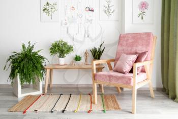 Interior of modern room with green houseplants�