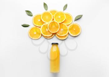 Composition with orange juice on white background�