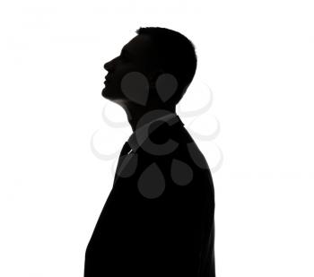 Silhouette of handsome businessman on white background�