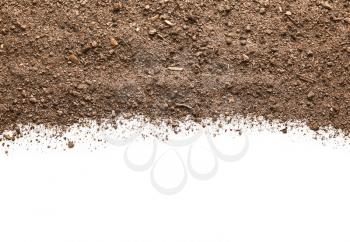 Brown soil on white background�