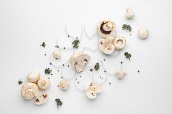 Fresh mushrooms on white background�