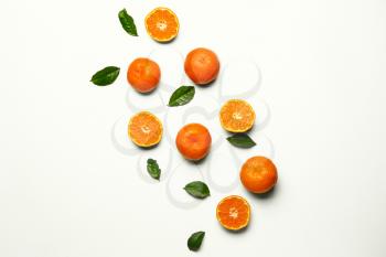 Sweet tangerines on white background�