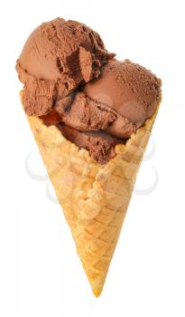 Sweet tasty chocolate ice-cream on white background�