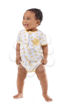 Cute African-American baby isolated on white�