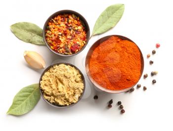 Different spices on white background�