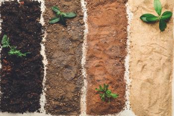 Different types of soil as background�