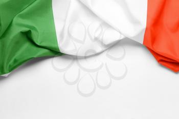 Italian flag on white background, closeup�