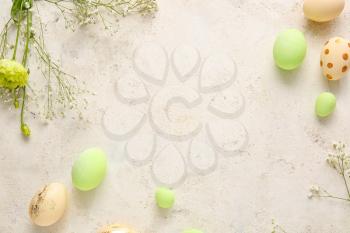 Composition with beautiful Easter eggs on light background�