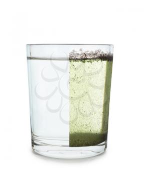 Clean and dirty water in glass on white background�