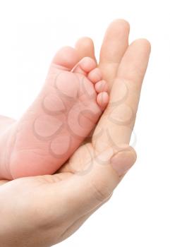 Royalty Free Photo of a Mother Holding a Newborn Baby's Foot