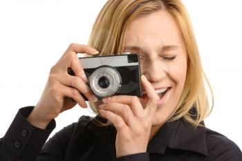 Royalty Free Photo of a Young Woman Taking a Picture