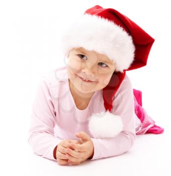 Royalty Free Photo of a Little Girl Lying on the Floor