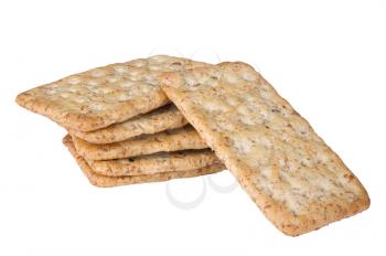 some wheat sesame crackers isolated on white background /