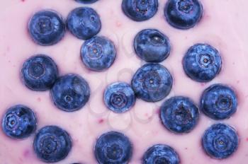 fresh blueberries fruits in the bowl with yoghurt
