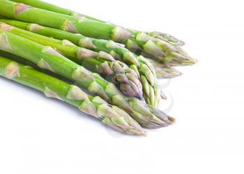 Bunch of Green fresh asparagus isolated on white background.Background added to achieve good composition. 