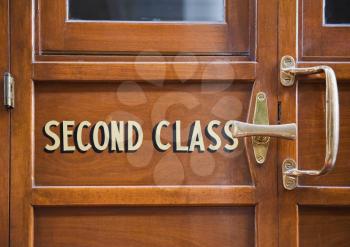 Vintage wooden train door with brass handle 19th century 