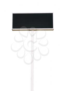 Empty black billboard isolated on white background