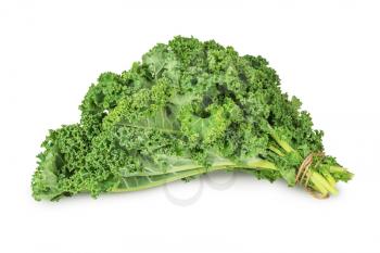 fresh green kale leaves vegetable  isolated  on white background