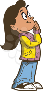 Royalty Free Clipart Image of a Thoughtful Girl