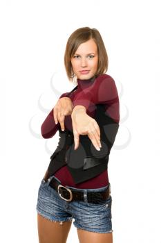 Royalty Free Photo of a Woman Pointing