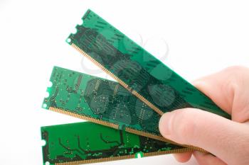 Royalty Free Photo of a Hand Holding Memory Chips