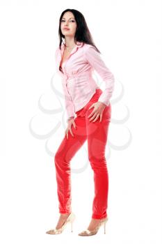 Royalty Free Photo of a Woman in Red Jeans